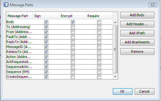 Web Service Attributes Editor Page: Message Parts